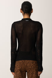 Patrizia Pepe Maglia Trasparente In Pizzo 8K0344 K284 NERO