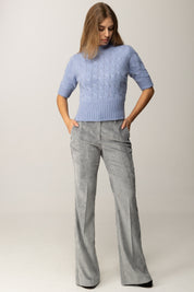 Manila Grace Maglioncino Crop Intrecciato a Maniche Corte M400WU LAGO