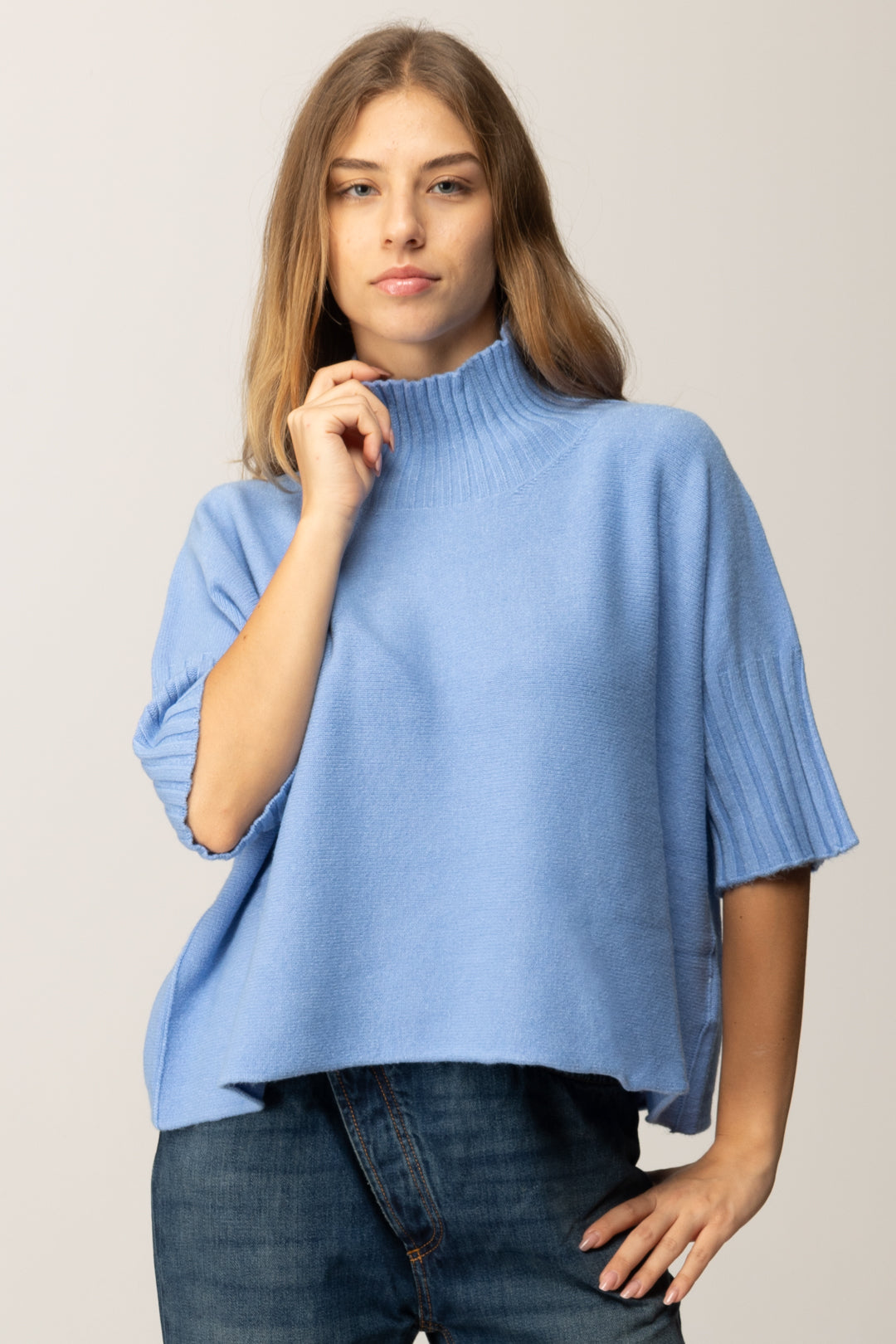 Manila Grace Maglioncino Over a Maniche Corte M433VU LAGO