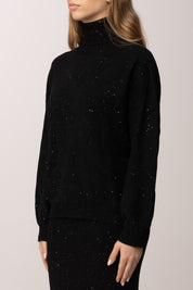 Meme Road Maglione Collo Alto con Glitter MRK611 NERO