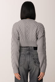 Patrizia Pepe Maglione Cropped con Intrecci In Misto Lana 2K0333 K217 MISTERY GRAY