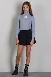 Elisabetta Franchi Bambina Maglione Dolcevita a Coste con Logo Intarsiato EFMA210CFL012.5502