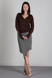 Patrizia Pepe Maglione In Lana con Scollo a V 8K0428 KM36 WOOD BROWN