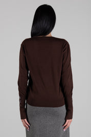 Patrizia Pepe Maglione In Lana con Scollo a V 8K0428 KM36 WOOD BROWN