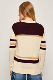 Patrizia Pepe Maglione In Misto Lana con Logo e Righe a Contrasto
 2K0352 K298 WOOLY WHITE RACE