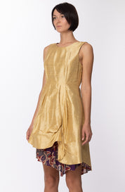 Manila Grace Manila Grace: Abito In Shantung Smanicato SS3845 ORO