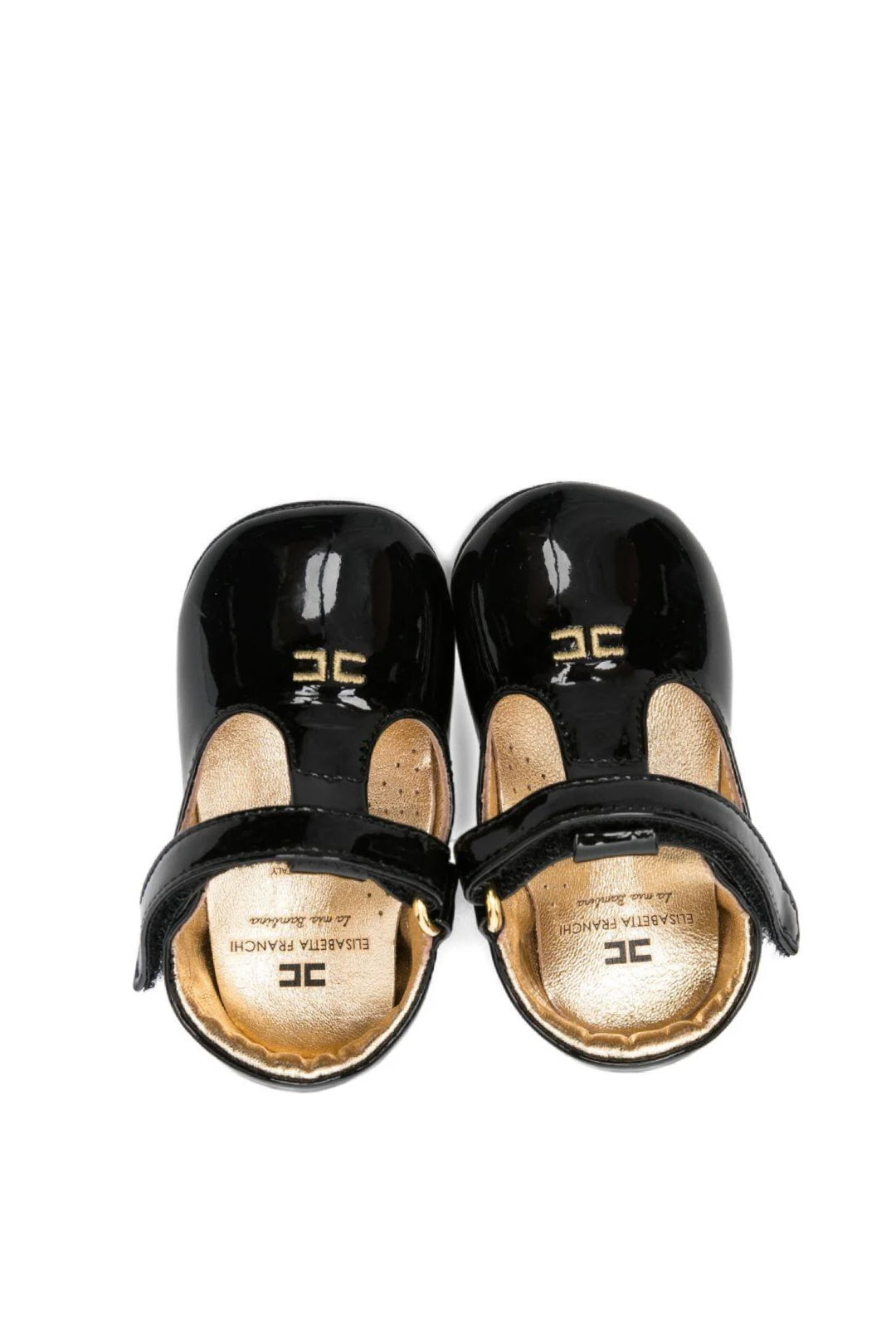 Elisabetta Franchi Bambina Mary Jane Culla In Vernice con Logo Ricamato BLACK