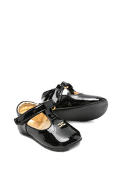 Elisabetta Franchi Bambina Mary Jane Culla In Vernice con Logo Ricamato BLACK