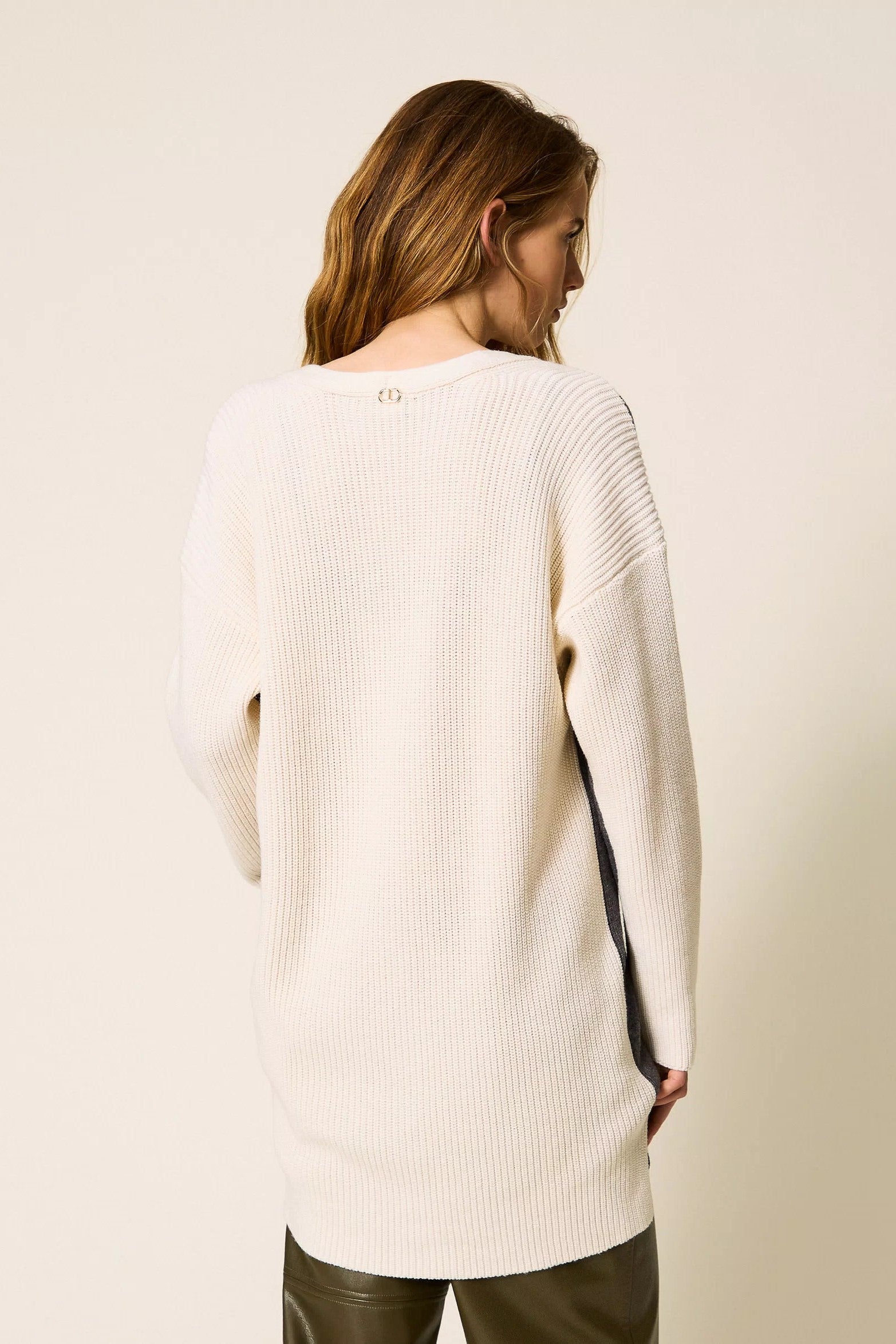 Twin-set Maxi Cardigan Bicolore 252TF3022 BIC.GRIGIO SC MEL/NEVE