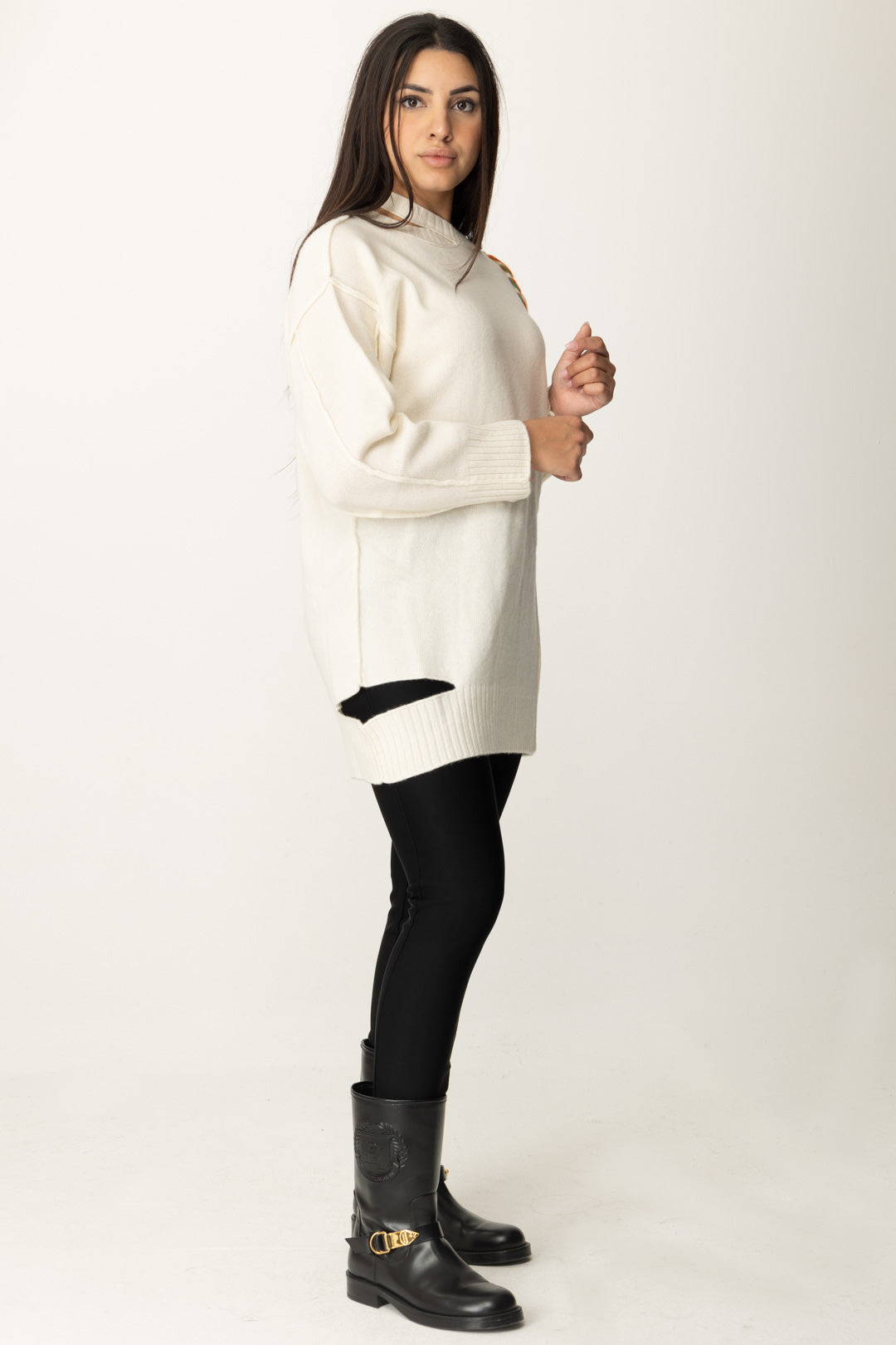 Leggings Outfit Maglione Lungo Outfit Vestito Maglione Maglione