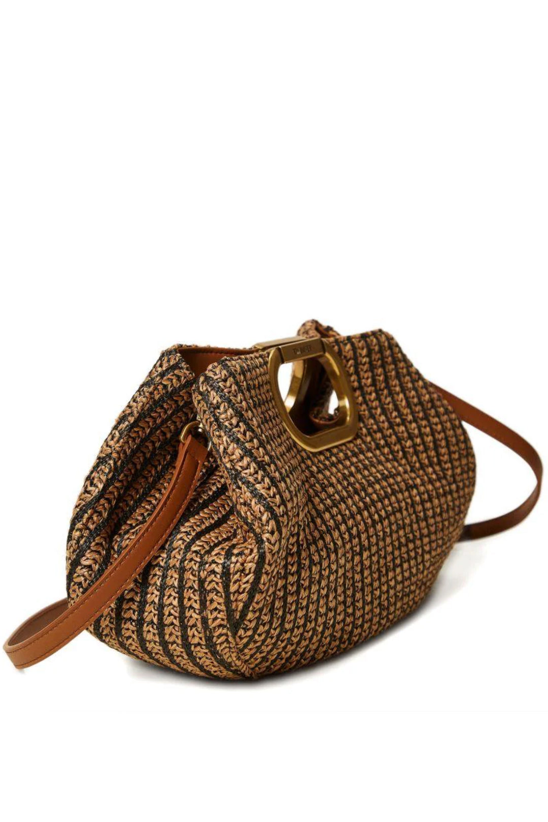 Twin-set Maxi Pochette In Jacquard Di Paglia 261TB7500 BIC.CUOIO/NERO