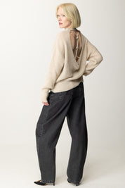 Akep Maxipull con Scollo Sul Retro MGKD07109 PANNA