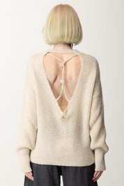 Akep Maxipull con Scollo Sul Retro MGKD07109 PANNA