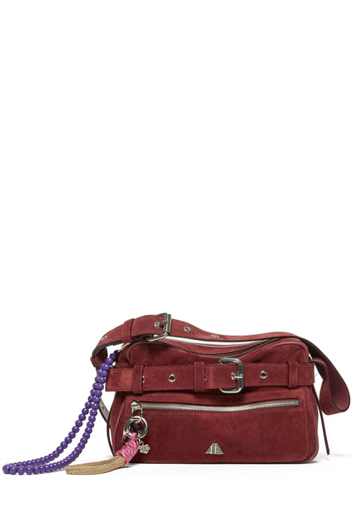 Aniye By Medium Santa Bag In Suede con Zip 1A5490 BERRY LOVE :PE26