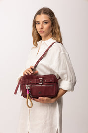 Aniye By Medium Santa Bag In Suede con Zip 1A5490 BERRY LOVE :PE26