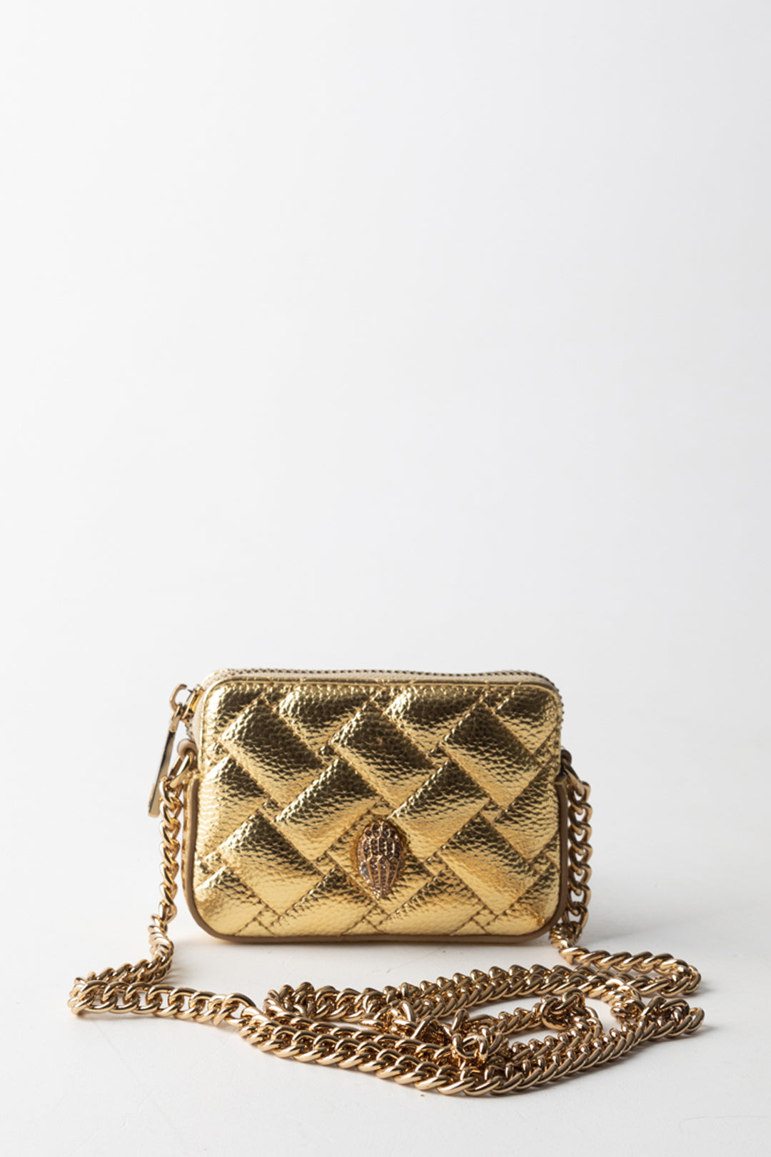 Kurt Geiger Micro Camera Bag Metal a Tracolla con Portacarte 3530161979 GOLD