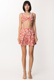 Gina Micro Top a Incrocio con Fiocco Sul Retro GI120909-B BIANCO/ROSSO