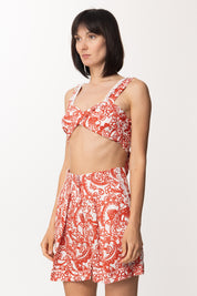 Gina Micro Top a Incrocio con Fiocco Sul Retro GI120909-B BIANCO/ROSSO