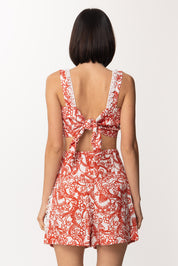 Gina Micro Top a Incrocio con Fiocco Sul Retro GI120909-B BIANCO/ROSSO