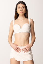 Elisabetta Franchi Micro Top con Coppe Smerlate TO03752E2 BURRO