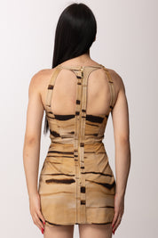 Elisabetta Franchi Mini Abiti Aderente con Stampa Tigre AB95962E2 CAMMELLO