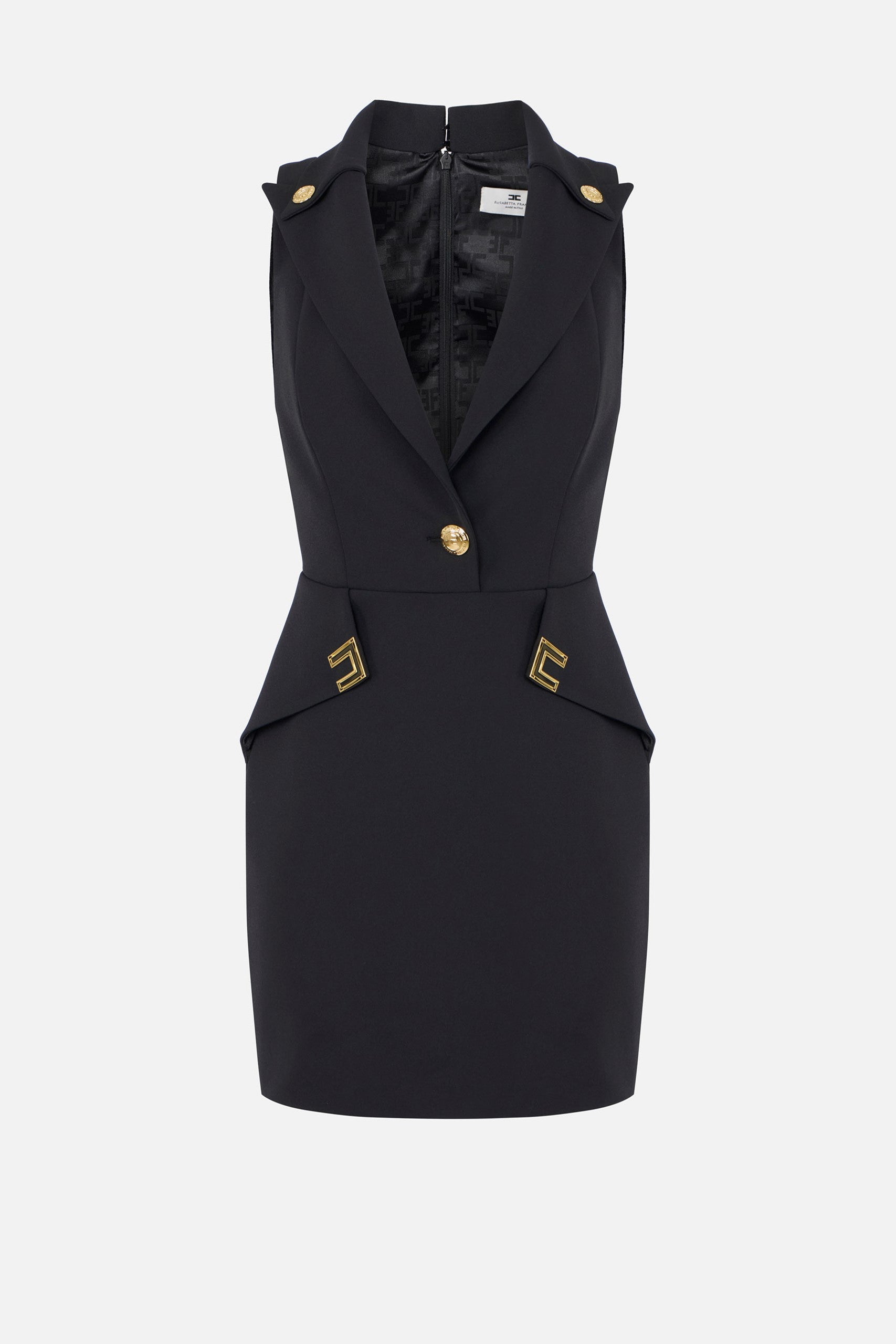 Elisabetta Franchi Mini Abiti Stretch con Cut-out Sulla Schiena AB92461E2 NERO