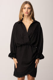 Khloe Femme Mini Abito a Portafogli con Inserti In Pizzo NERO