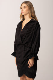 Khloe Femme Mini Abito a Portafogli con Inserti In Pizzo NERO