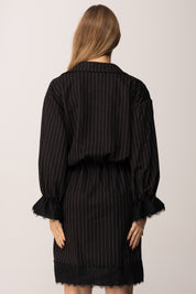 Khloe Femme Mini Abito a Portafogli con Inserti In Pizzo NERO