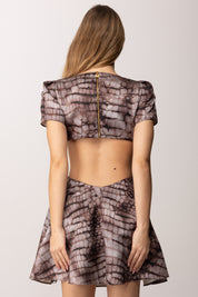 Elisabetta Franchi Mini Abito a Ruota In Duchesse con Stampa Alligatore AB89561E2 CACAO