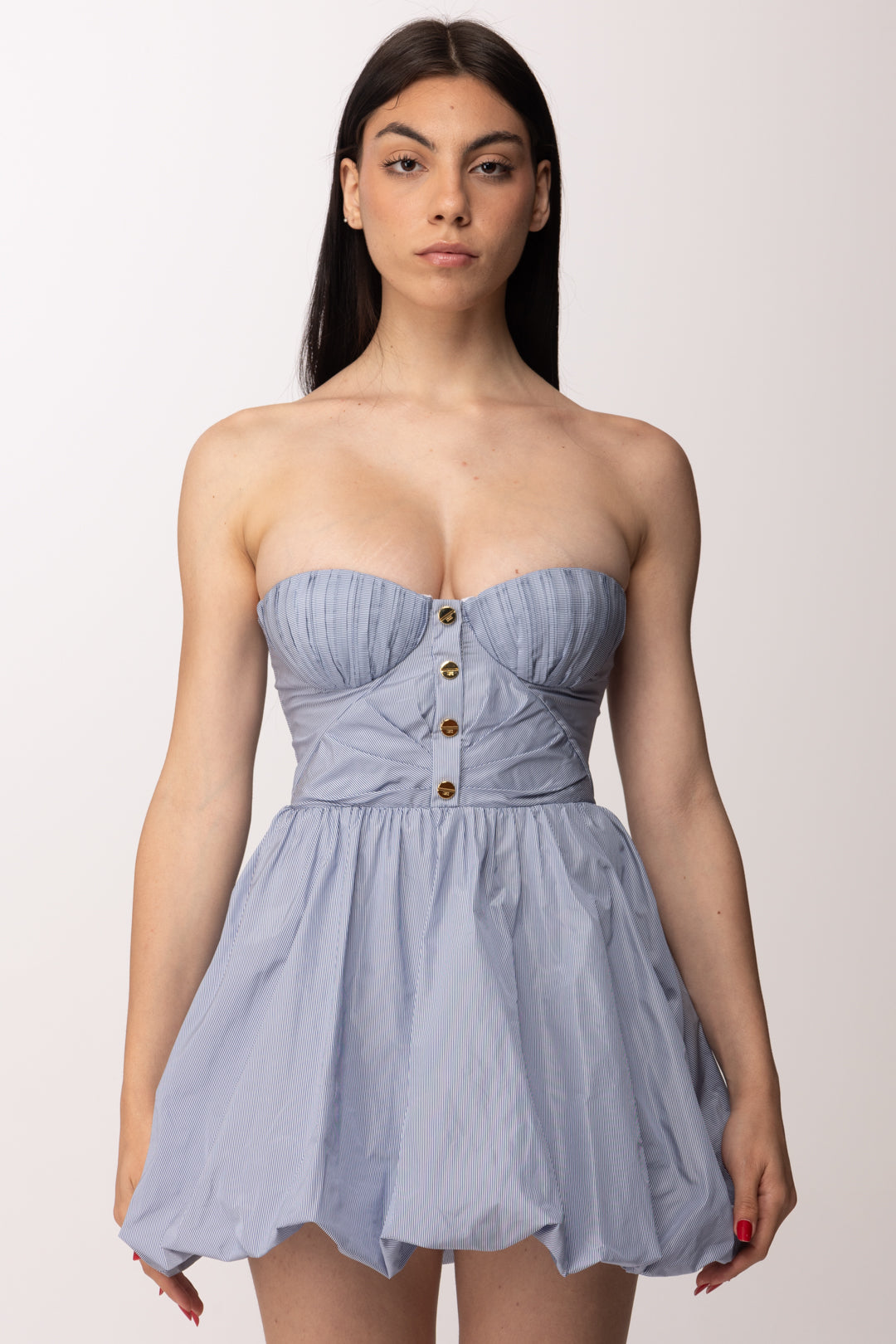 Elisabetta Franchi Mini Abito a Ruota Stampa Righe AB95162E2 OXFORD