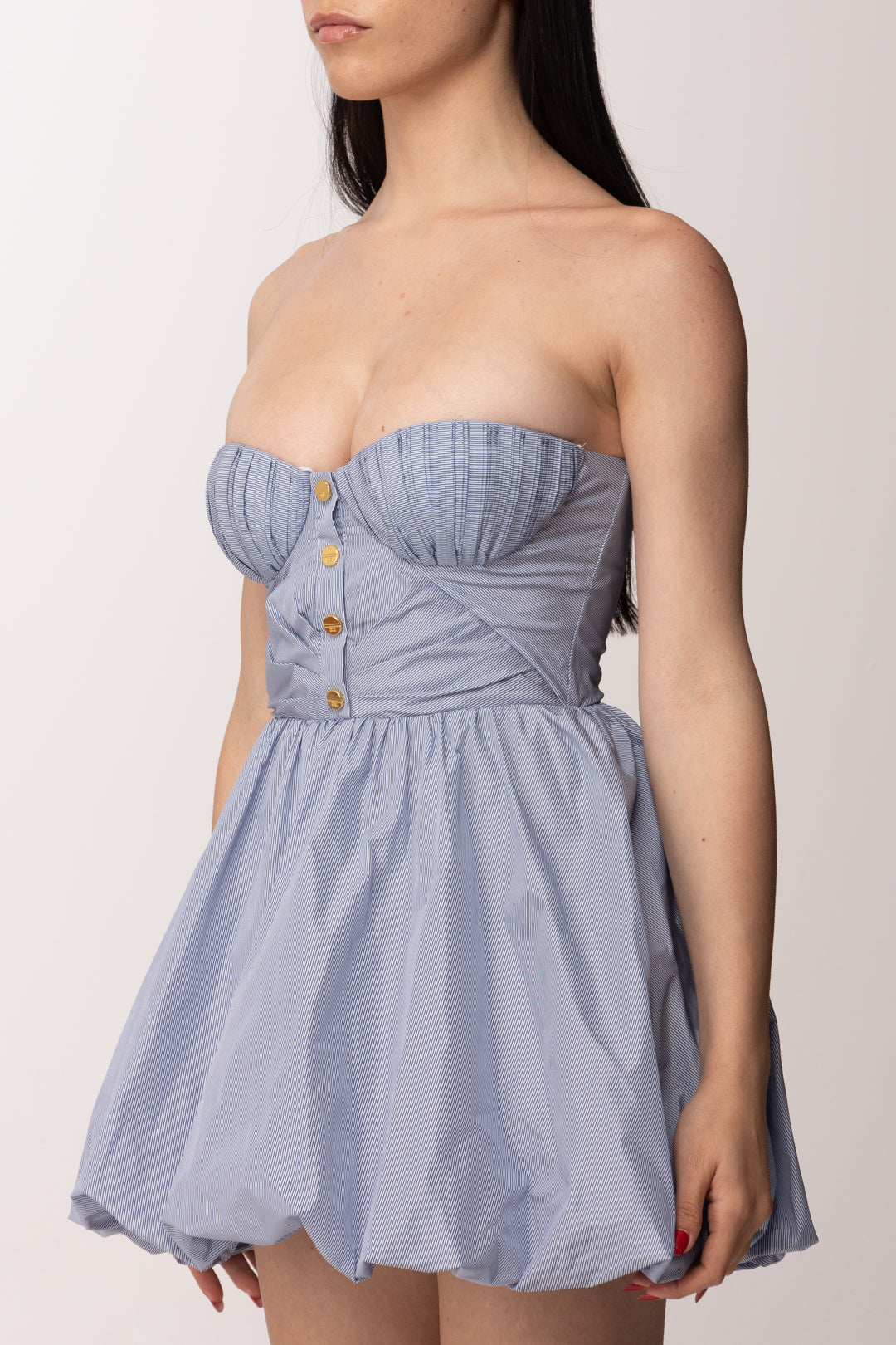 Elisabetta Franchi Mini Abito a Ruota Stampa Righe AB95162E2 OXFORD