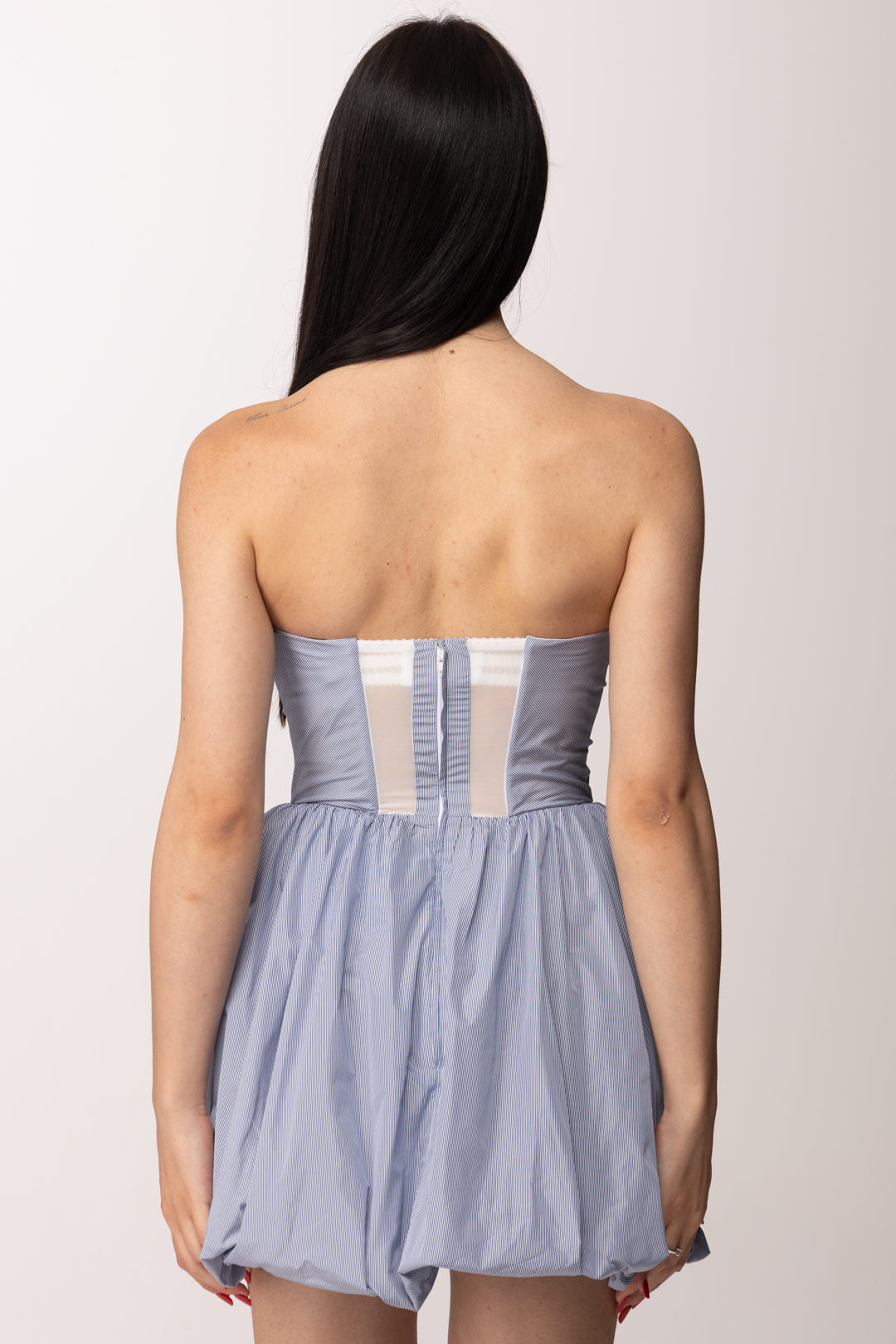 Elisabetta Franchi Mini Abito a Ruota Stampa Righe AB95162E2 OXFORD