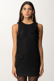 Elisabetta Franchi Mini Abito a Sacchetto con Tasconi AB65846E2 NERO