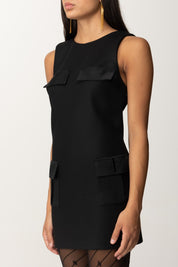 Elisabetta Franchi Mini Abito a Sacchetto con Tasconi AB65846E2 NERO