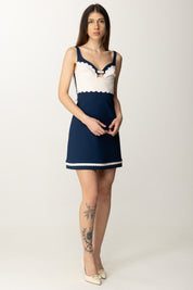 Elisabetta Franchi Mini Abito Bicolor con Smerlature AB70352E2 OLTREMARE/BURRO