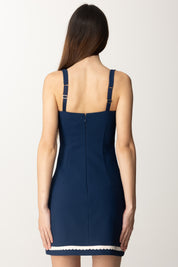 Elisabetta Franchi Mini Abito Bicolor con Smerlature AB70352E2 OLTREMARE/BURRO