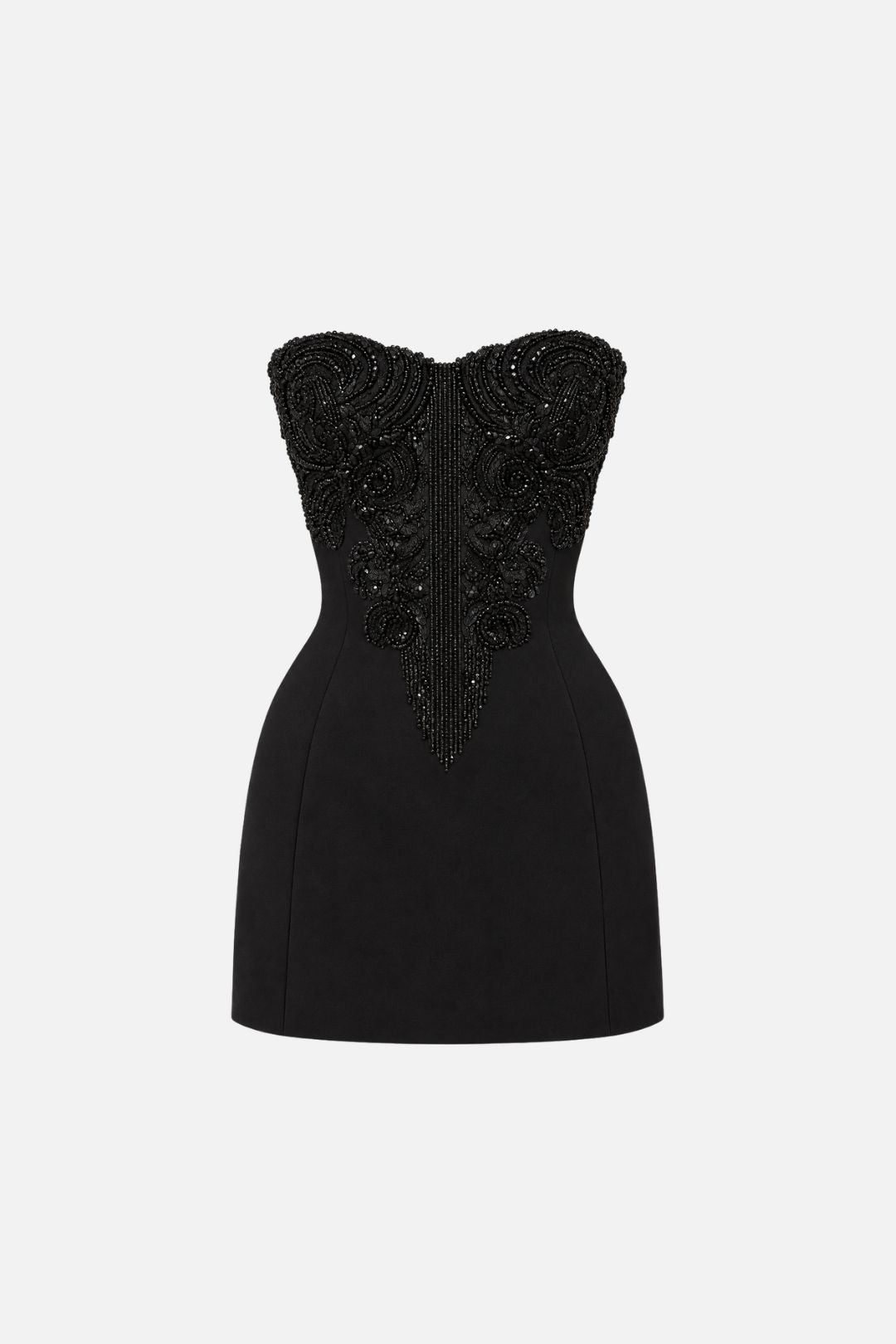 Elisabetta Franchi Mini Abito Bustier In Doppio Crêpe con Cristalli AB01668E2 NERO