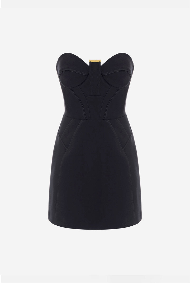 Elisabetta Franchi Mini Abito Bustier Scollo a Cuore AB97667E2 NERO
