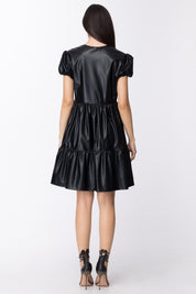 Twin-set Mini Abito con Balze In Tessuto Spalmato 211TT2027 NERO