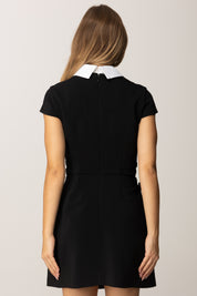 Elisabetta Franchi Mini Abito con Criss-cross e Ganci Gioiello AB89957E2 NERO/BIANCO