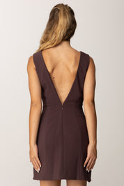 Elisabetta Franchi Mini Abito con Drappeggio e Bottoni Gioiello AB79856E2 MERLOT