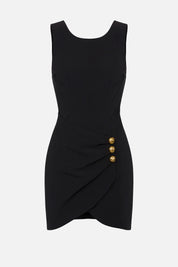 Elisabetta Franchi Mini Abito con Drappeggio e Bottoni Gioiello AB79856E2 NERO