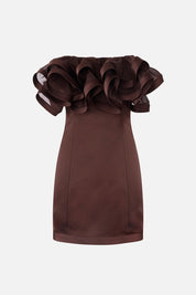 Elisabetta Franchi Mini Abito con Maxi Ruche AB87962E2 CACAO