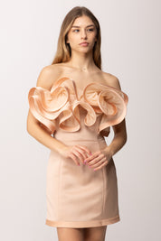 Elisabetta Franchi Mini Abito con Maxi Ruche AB87962E2 NUDE