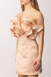 Elisabetta Franchi Mini Abito con Maxi Ruche AB87962E2 NUDE