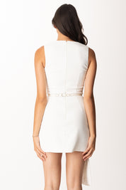 Elisabetta Franchi Mini Abito con Pannello e Cintura AB80156E2 AVORIO