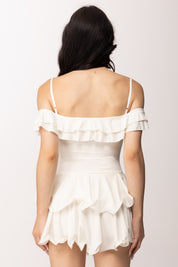 Khloe Femme Mini Abito con Ruches e Balze 6023 WHITE