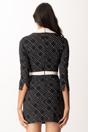 Elisabetta Franchi Mini Abito con Stampa e Color Block ABS0156E2 NERO/MILK