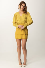 Elisabetta Franchi Mini Abito con Top Pois e Gonna Smerlata AB85652E2 CURRY/BURRO